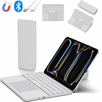 Tastatura Bluetooth Pliabila cu Touchpad, QOVA®, Compatibila iPad / Tableta / Telefon / Laptop/ TV, Husa Stand Magnetic detasabil, Multi-Device 3 Canale conectare, Baterie Reincarcabila 500mAh, Bluetooth, USB-C, Silent Keys, Ultra Slim, Alb