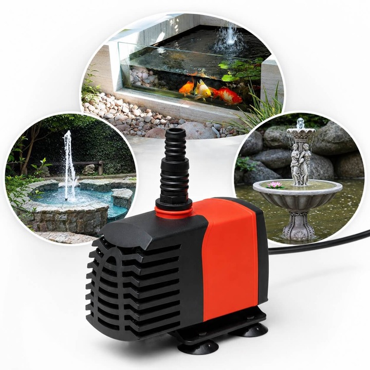 Pompa fantana arteziana Aqua Zonic Sumo G2, pompa de apa electrica submersibila 1200 l/h, pompa acvariu, pompa filtru, pompa cascada, H Max 1.5 m, 12 W, ax ceramic, pentru fantani si recirculare apa