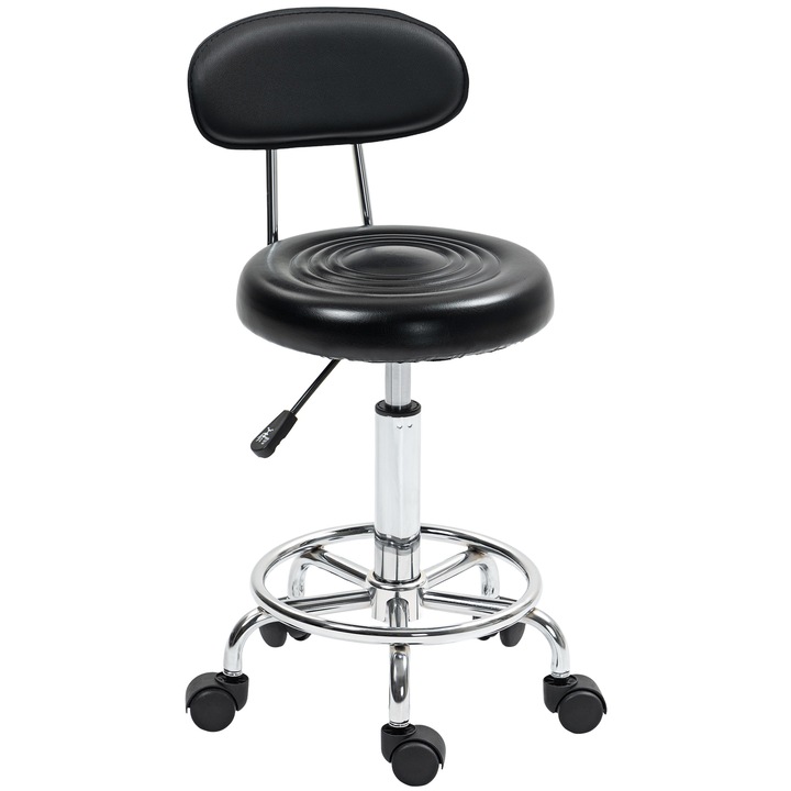 Scaun de Salon, HOMCOM, Piele sintetica, otel, 32 x 40 x 86 cm, Negru