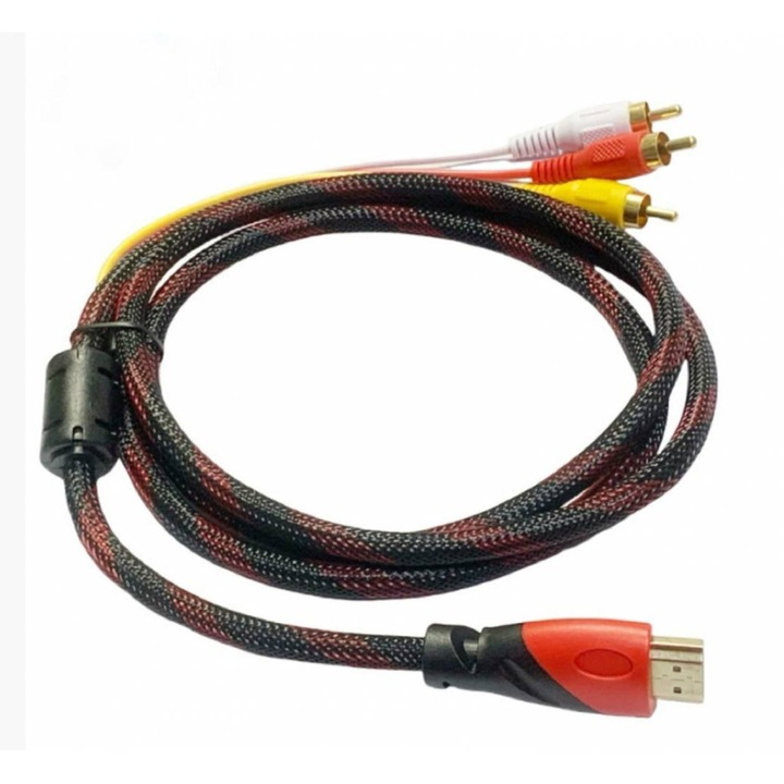 Cablu HDMI la video+audio analog, iesire 3xRCA 1, 5 metri