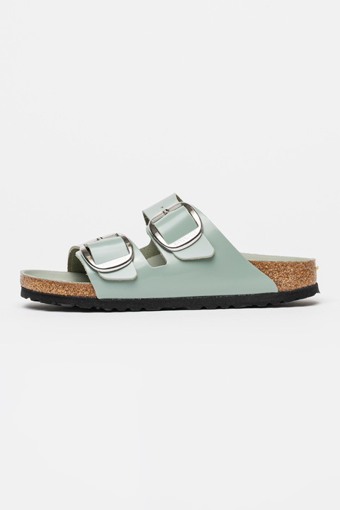 Birkenstock, Papuci din piele cu catarame, Verde menta, 37