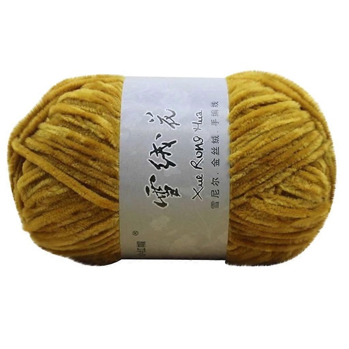 Fir de crosetat mediu grosime, auriu catifelat, 100g, 180m