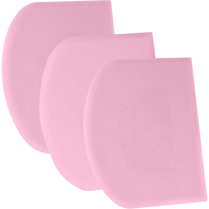 Set 3 raclete aluat flexibile, plastic PE, roz, 12x9.5cm