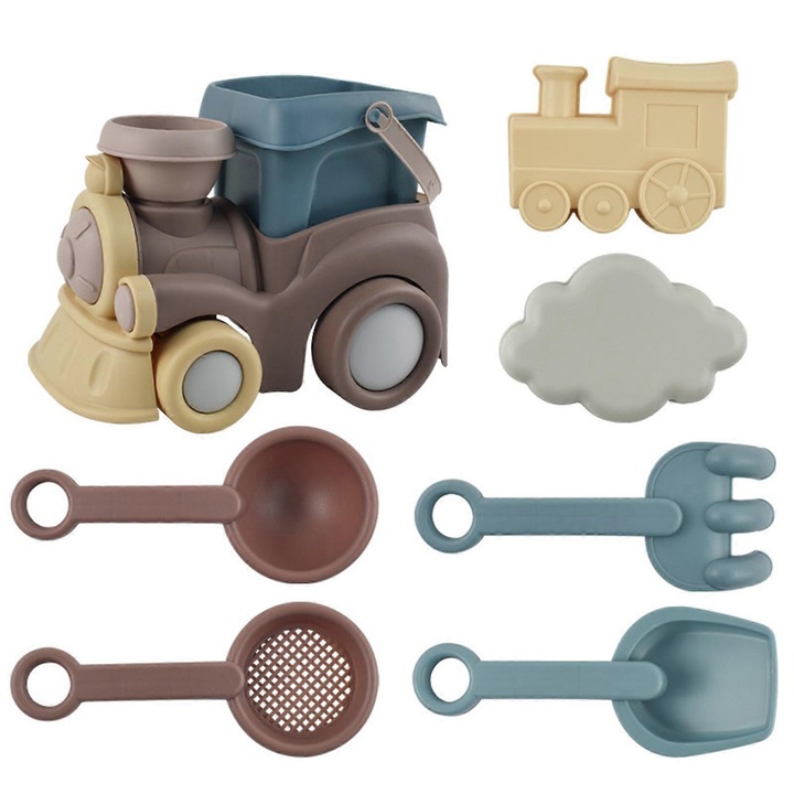 Set jucarii nisip copii, forme castel, galben, 19x8cm