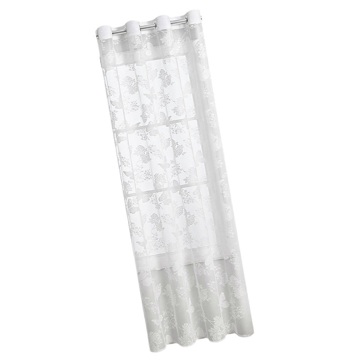 Perdea voal alba, poliester, 100x200cm, usor de instalat, filtrare lumina