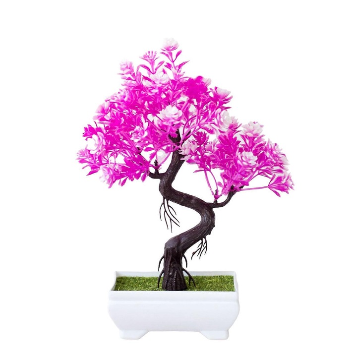 Planta artificiala miniaturala, plastic, rosu, 25x17cm