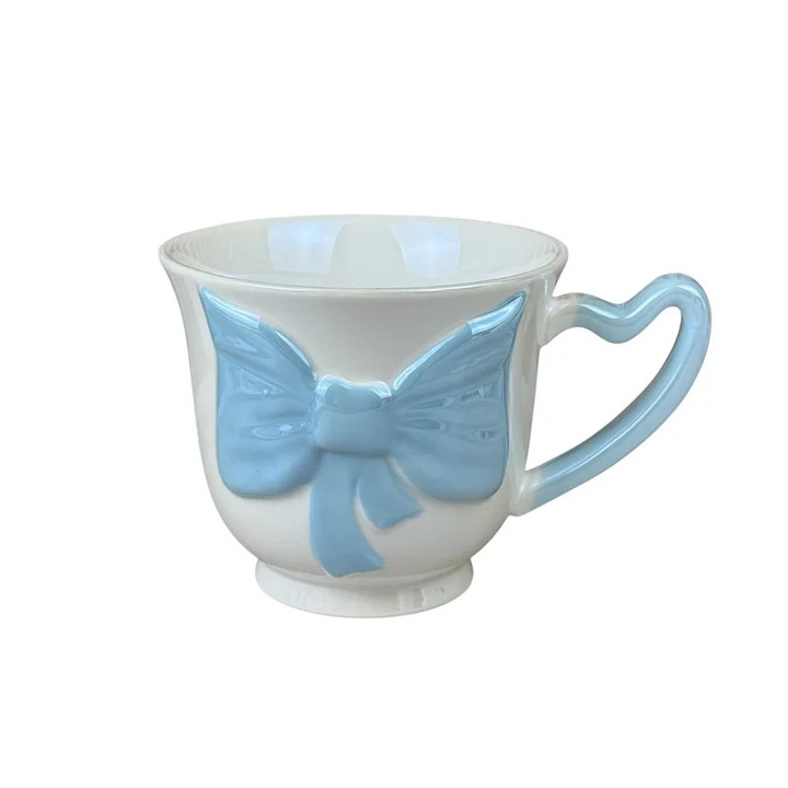 Cana din ceramica „Funda 3D” Alba cu Funda Albastra, 480 ml - Cadou Universal