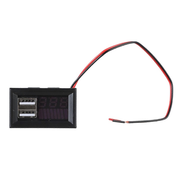 Voltmetru digital, afisaj LED, rosu-albastru, 48x29x21mm