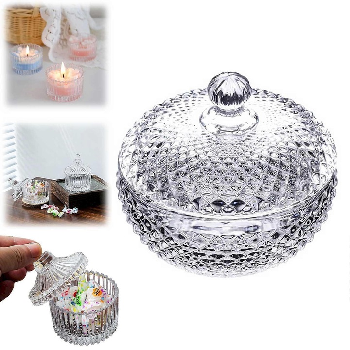 Borcan de sticla in forma de ananas cu capac – Bol transparent pentru bomboane pentru Halloween, petreceri, decor nunti – Compatibil cu decorul casei