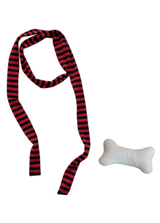 Esarfa subtire dungi Harajuku cu accesoriu os, albastru-alb 150cm