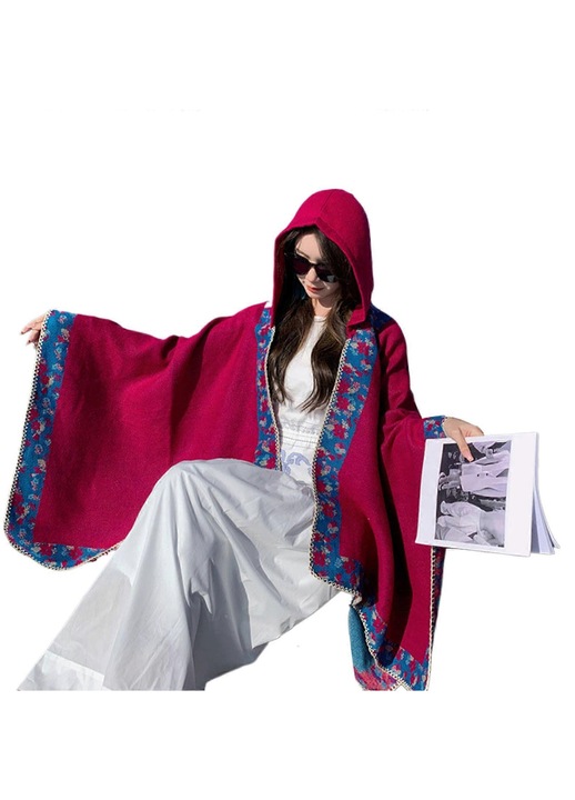 Esarfa etnica dama, multicolor, 130x150cm, moale si calduroasa
