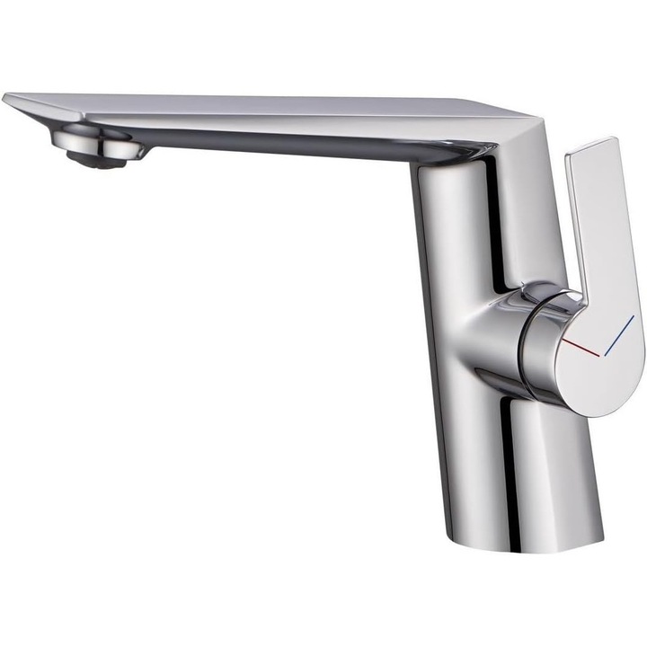 Mosdó csaptelep, modern design, egykaros, sárgaréz, króm, 1 lyuk