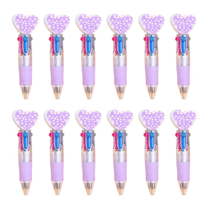 Set 12 pixuri multicolore 4 culori in 1, inima, 9.2cm