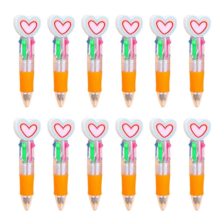 Set 12 pixuri multicolore 4 culori 9.2cm inima Valentine's Day