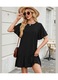 Rochie casual volane, albastru, poliester, Negru