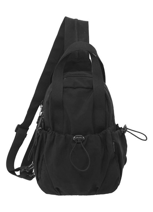 Rucsac crossbody convertibil nylon negru reglabil 25x40cm
