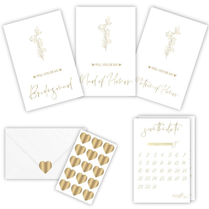 Set invitatii petrecere nunta, carton, 10x15cm, multicolor