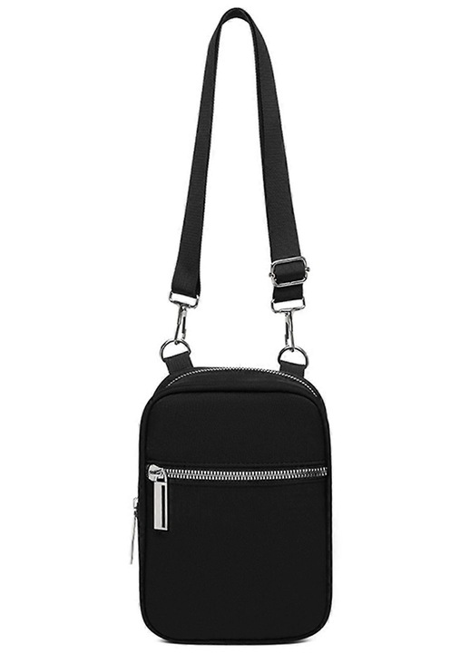 Geanta crossbody barbati, compacta, negru, 15x6x20cm