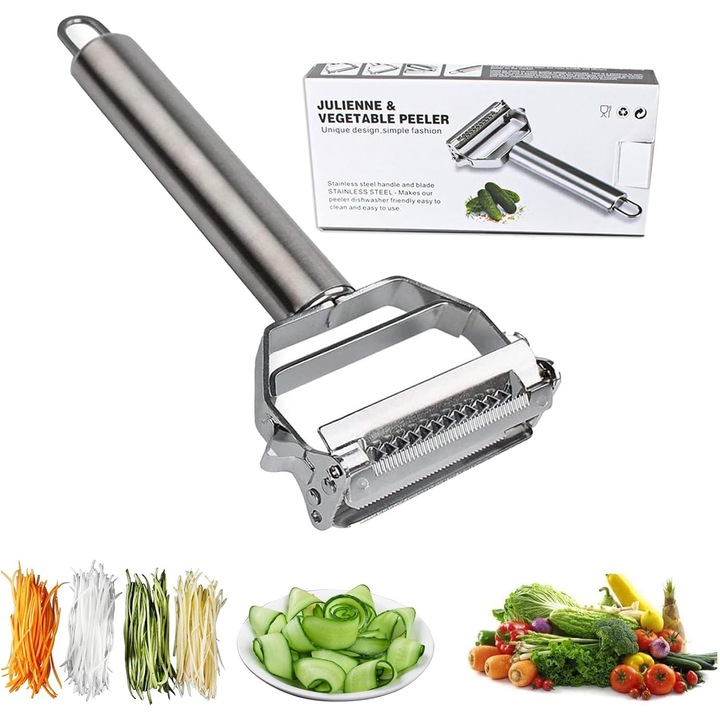 Curatator legume multifunctional inox, dubla lama, marime medie