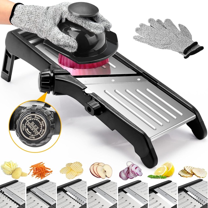 Feliator manual ajustabil inox, 7 functii, manusi protectie, accesorii siguranta