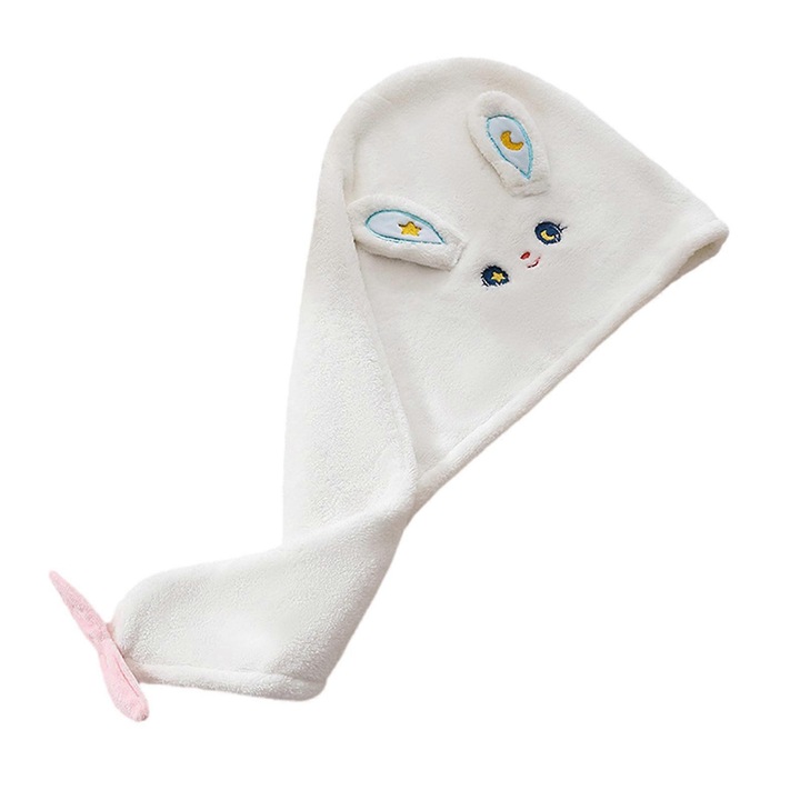 Prosop turban pentru uscat par, absorbant, alb, 63x24cm