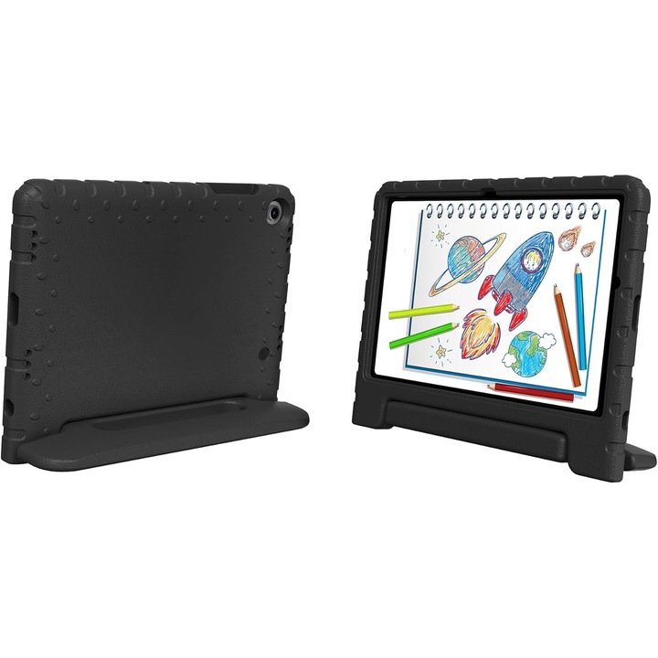 Husa pentru Samsung Galaxy Tab A11+ Plus 2025/A9+ Plus 2023, husa superprotectiva pentru tableta de 11 inch cu suport si maner, spuma EVA, pentru copii, exterior, scoala, calatorii, Negru