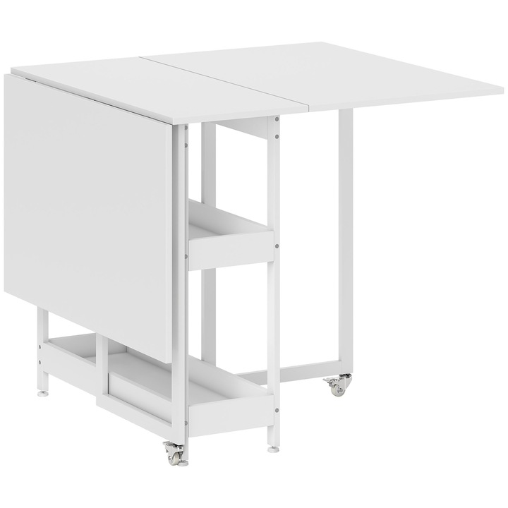 Сгъваема трапезна маса, HOMCOM, ПДЧ, Метал, 133.4см x 80см x 75см, Бяла