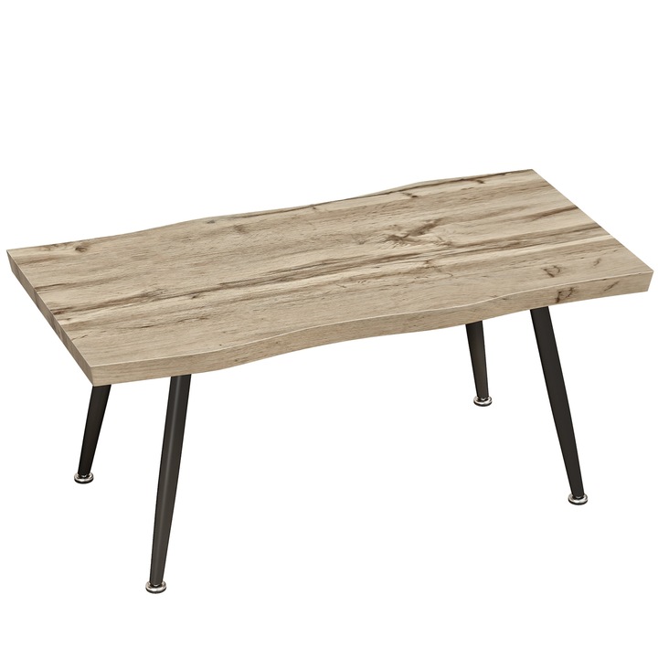 Масичка за кафе, HOMCOM, MDF, стомана, 100см x 50см x 45см, Дъб