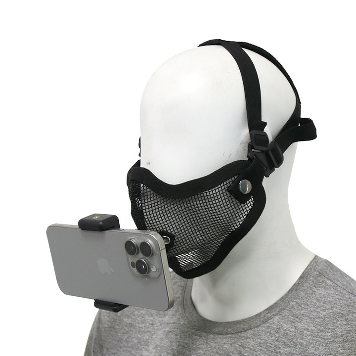 Taktikai maszk tartó sportkamerákhoz, állítható, fekete