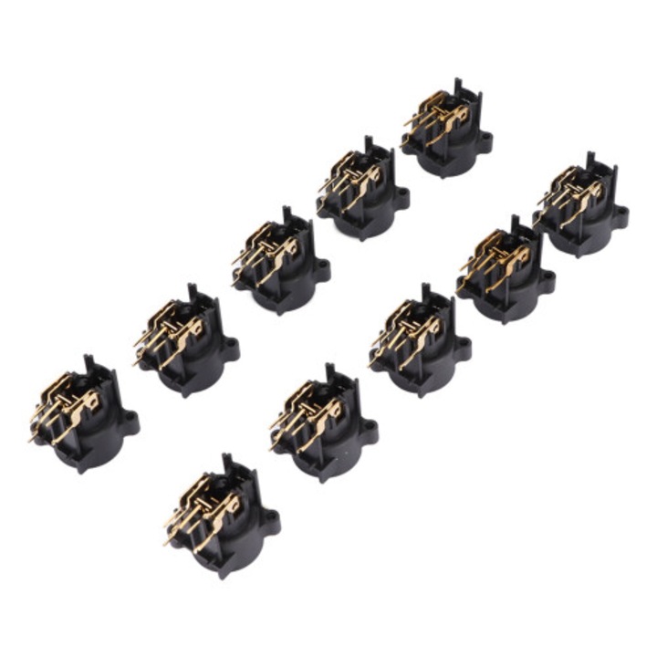 Set 10 conectori panou jack stereo 6.5mm negru