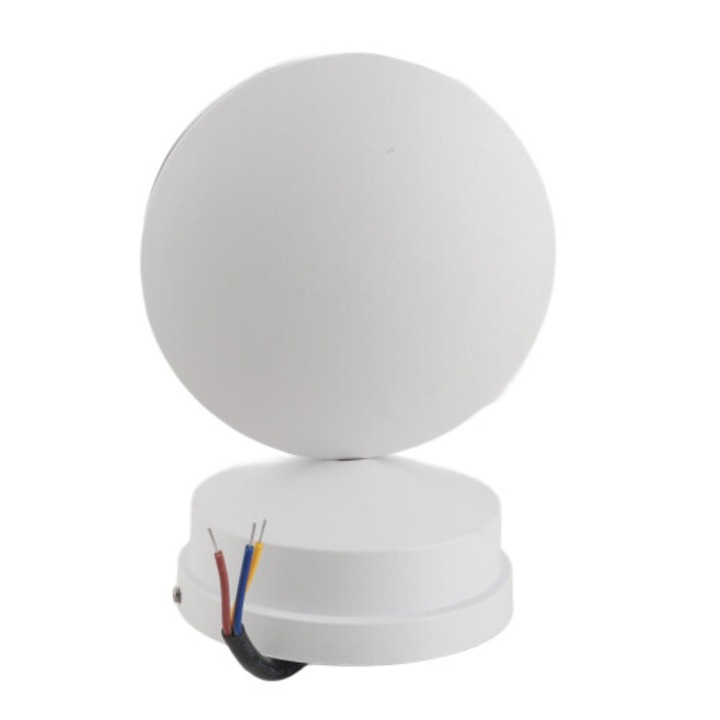 Кръгла LED апликация за стена 10W, 360 градуса осветление, алуминий, топло бяло, 20x20см