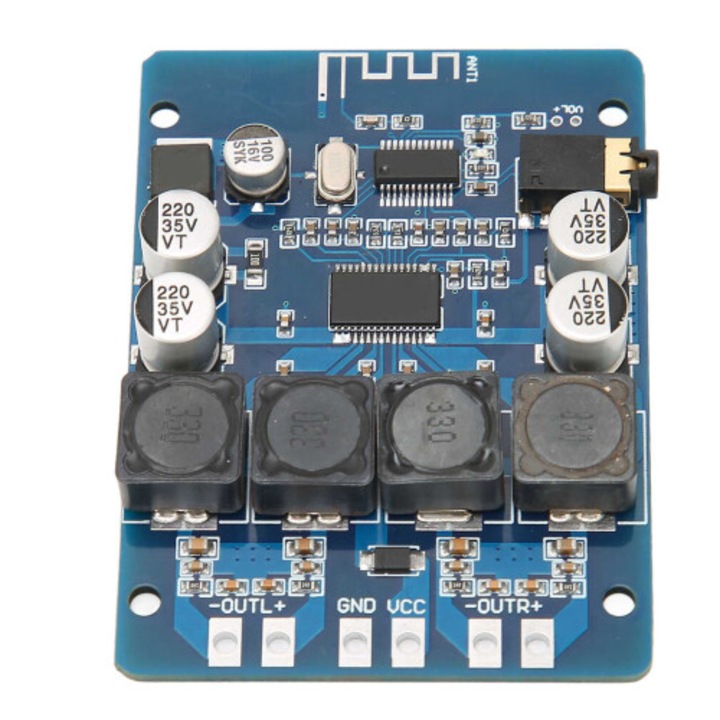 Digitális audio erősítő, 2 csatornás, Bluetooth, 45W, fekete, 4x8ohm
