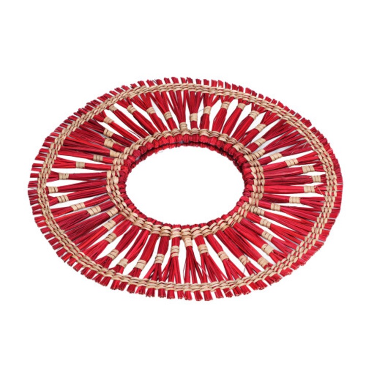Kerek függő tükör, természetes szalma, 40cm
