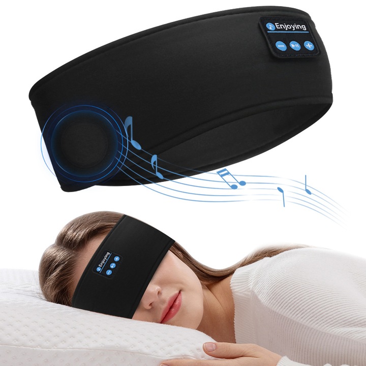 Bluetooth маска за сън 3 в 1, безжични слушалки, лента за глава, черна