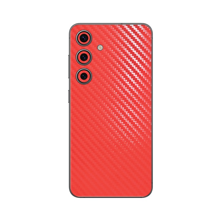 Folie iSkinz pentru Samsung Galaxy S23 Plus - Carbon Rosu, 360 Cut, Skin Adeziv Cover, Protectie pentru Carcasa Spate si Laterale