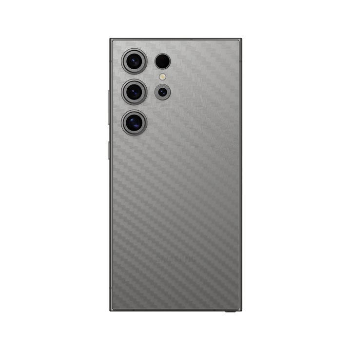 iSkinz fólia Samsung Galaxy S24 Ultra telefonhoz - Carbon Transparent, 360 fokos vágás, öntapadós skin, hátlap és oldalak védelme
