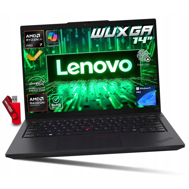 Laptop Lenovo ThinkPad L14 G6, AMD Ryzen AI 7 PRO 350, 64GB 4TB SSD, 14" WUXGA 1920x1200 IPS, AMD Radeon 860M, Windows 11 Pro