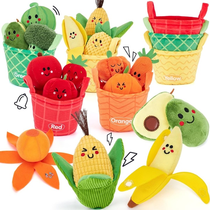 Set 12 Jucarii Fructe Legume Plus Juksun Texturi Sunete Multicolor