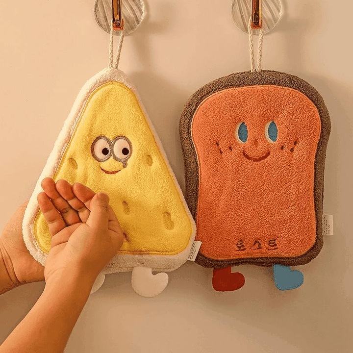Кърпа за баня, модел Cartoon Cheese, жълта, 27x22см, полиестер памук коралов полар
