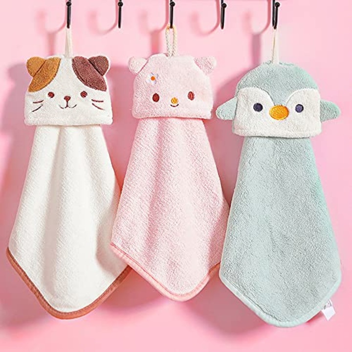 3 darabos gyermek törölköző szett, korall fleece mikroszálas, nedvszívó, többszínű, 3 darab