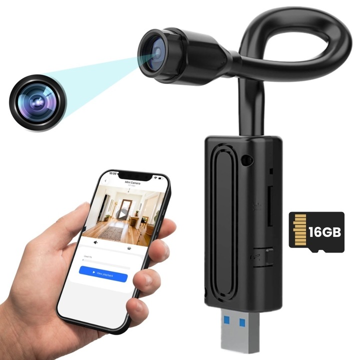 Kémkamera iUni W720, Wi-Fi, 16GB, HD nézet, Mozgásérzékelő