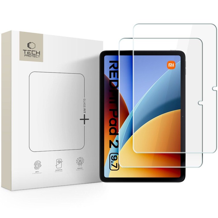 2 db Tech-Protect Glass Fit Plus üvegfólia készlet, kompatibilis Xiaomi Redmi Pad 2, 9.7 inch, átlátszó