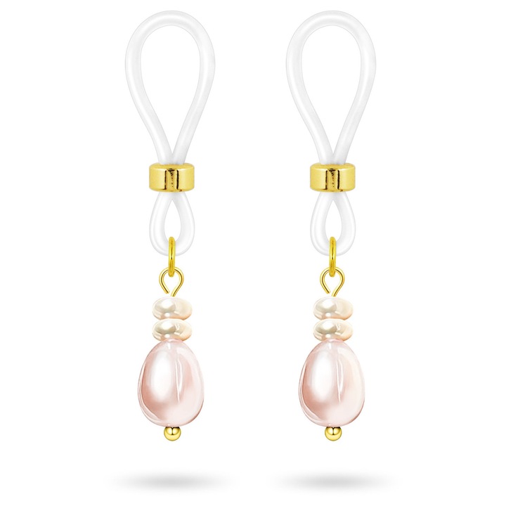 MixPiercing Пръстени за зърна с перли, без пиърсинг, комплект от 2 броя, регулируеми