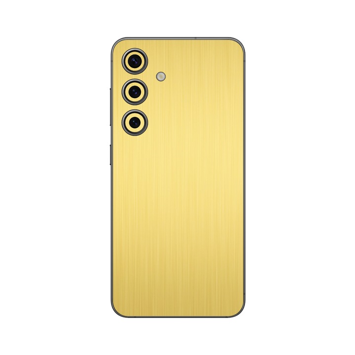 Folie iSkinz pentru Samsung Galaxy S23 Plus - Brushed Auriu, 360 Cut, Skin Adeziv, Protectie Carcasa Spate si Laterale