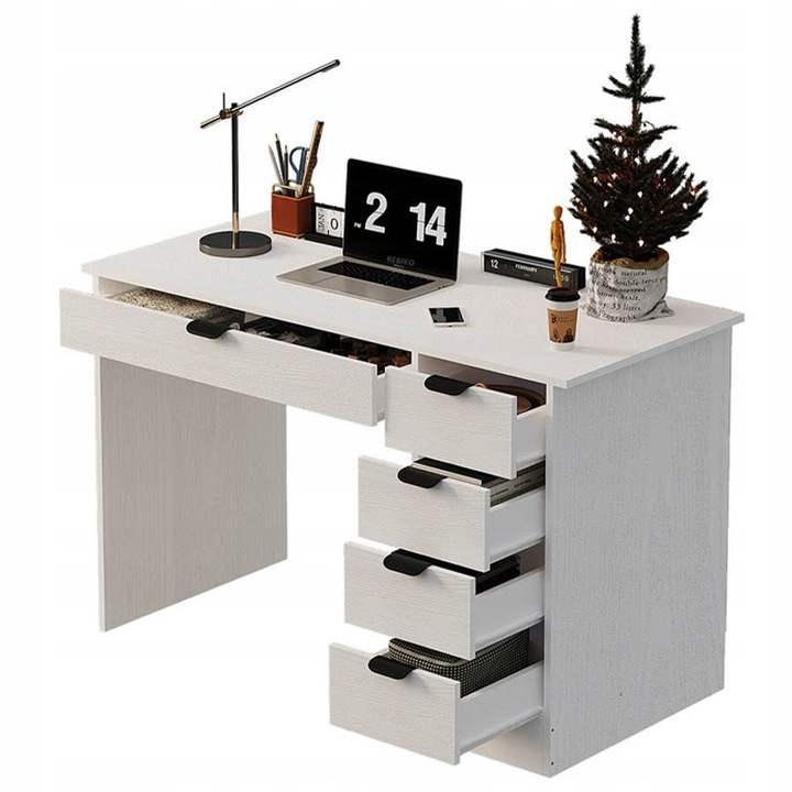 Ifjúsági Számítógépasztal – Modern Loft Stílusú, 120 cm, 5 Fiókos