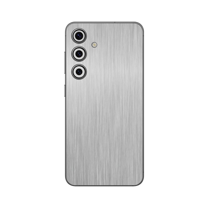 Folie iSkinz pentru Samsung Galaxy S24 Ultra - Brushed Argintiu, 360 Cut, Skin Adeziv, Protectie Carcasa Spate si Laterale