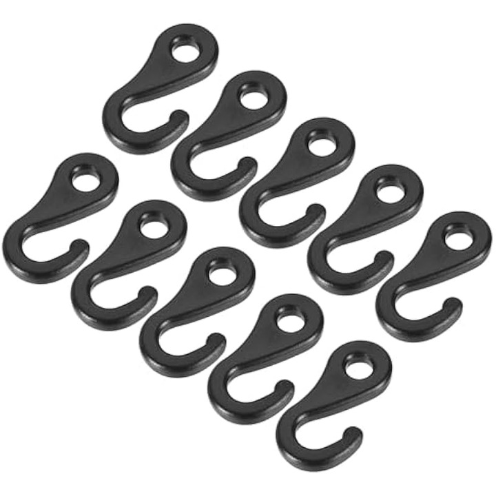 Комплект 10 пластмасови черни карабинери 38x20mm за палатка