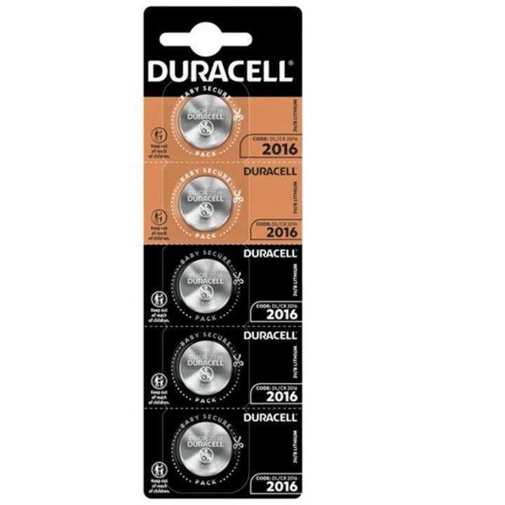 DURACELL gombelem, CR2016, 3V, lítium, 5db/csomag
