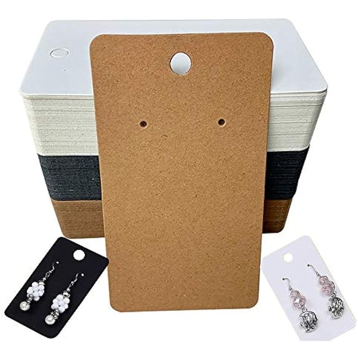 Set 150 carduri cercei carton kraft multicolor 8.9x5cm