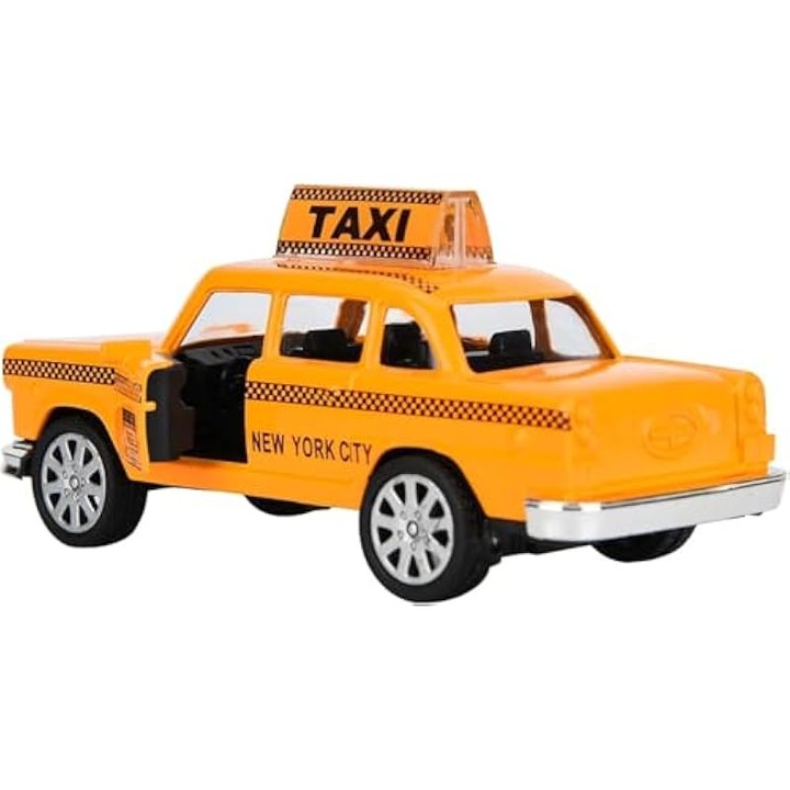 Sárga taxi kisautó, 1:32, fém, fények és hang, 12x5x4cm